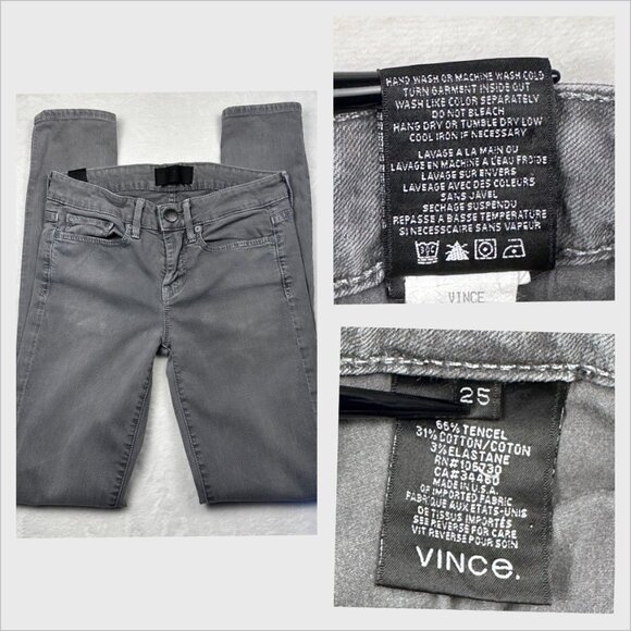 Vince Womens Skinny Jeans Grey Size 25 Stretch Low Rise Grunge Streetwearcore - Picture 6 of 10